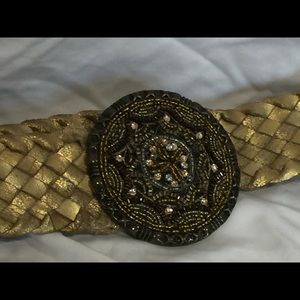Chico’s braided Belt Gold beaded buckle one size